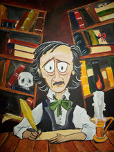 Load image into Gallery viewer, &quot;Poe At Desk With Books&quot; By Mark Redfield 16x20 inch Print
