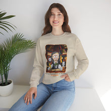 Load image into Gallery viewer, POE FOREVERMORE™ Edgar Allan Poe With Books &quot;I became insane...&quot; Artwork By Mark Redfield Unisex Heavy Blend™ Crewneck Sweatshirt - TAN
