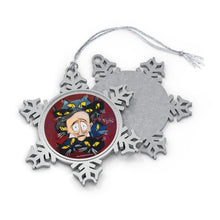 Load image into Gallery viewer, Pewter Snowflake Ornament - Edgar Allan Poe with Cats - Art by Mark Redfield Holiday Ornament
