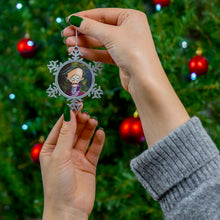 Load image into Gallery viewer, Pewter Snowflake Ornament - Edgar Allan Poe in Purple Jacket - Art by Mark Redfield Holiday Ornament
