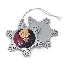 Load image into Gallery viewer, Pewter Snowflake Ornament - Edgar Allan Poe with Candle - Art by Mark Redfield Holiday Ornament
