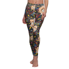 Load image into Gallery viewer, Leggings - &quot;Edgar Allan Poe With Cats&quot; All Over Pattern Art By Mark Redfield Casual Leggings for Women - Comfortable &amp; Unique Activewear
