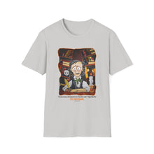 Load image into Gallery viewer, POE FOREVERMORE™ Edgar Allan Poe With Books &quot;I became insane...&quot; Artwork By Mark Redfield Unisex Softstyle Light Color T-Shirt
