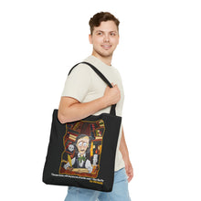 Load image into Gallery viewer, POE FOREVERMORE™ Tote Bag - Edgar Allan Poe With Books &quot;I became insane...&quot; Artwork By Mark Redfield
