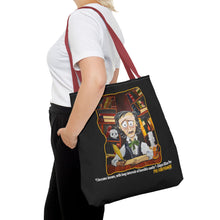 Load image into Gallery viewer, POE FOREVERMORE™ Tote Bag - Edgar Allan Poe With Books &quot;I became insane...&quot; Artwork By Mark Redfield
