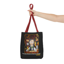 Load image into Gallery viewer, POE FOREVERMORE™ Tote Bag - Edgar Allan Poe With Books &quot;I became insane...&quot; Artwork By Mark Redfield
