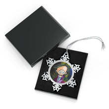 Load image into Gallery viewer, Pewter Snowflake Ornament - Edgar Allan Poe in Purple Jacket - Art by Mark Redfield Holiday Ornament
