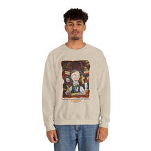 Load image into Gallery viewer, POE FOREVERMORE™ Edgar Allan Poe With Books &quot;I became insane...&quot; Artwork By Mark Redfield Unisex Heavy Blend™ Crewneck Sweatshirt - TAN
