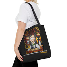 Load image into Gallery viewer, POE FOREVERMORE™ Tote Bag - Edgar Allan Poe With Books &quot;I became insane...&quot; Artwork By Mark Redfield
