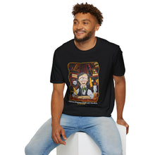 Load image into Gallery viewer, POE FOREVERMORE™ Edgar Allan Poe With Books &quot;I became insane...&quot; Artwork By Mark Redfield Unisex Softstyle T-Shirt
