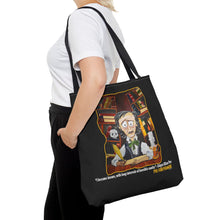 Load image into Gallery viewer, POE FOREVERMORE™ Tote Bag - Edgar Allan Poe With Books &quot;I became insane...&quot; Artwork By Mark Redfield
