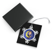 Load image into Gallery viewer, Pewter Snowflake Ornament - Edgar Allan Poe on the Moon - Art by Mark Redfield Holiday Ornament
