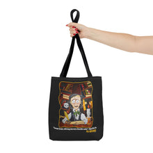 Load image into Gallery viewer, POE FOREVERMORE™ Tote Bag - Edgar Allan Poe With Books &quot;I became insane...&quot; Artwork By Mark Redfield
