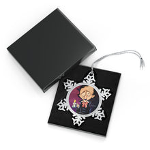 Load image into Gallery viewer, Pewter Snowflake Ornament - Edgar Allan Poe with Candle - Art by Mark Redfield Holiday Ornament
