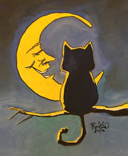Load image into Gallery viewer, &quot;A Cat Looks At The Moon&quot; By Mark Redfield 16x20 inch Print
